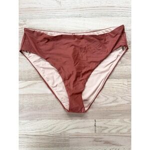 J.Crew High Rise Swim Bottoms Rust Red Textured Bikini Size 2X